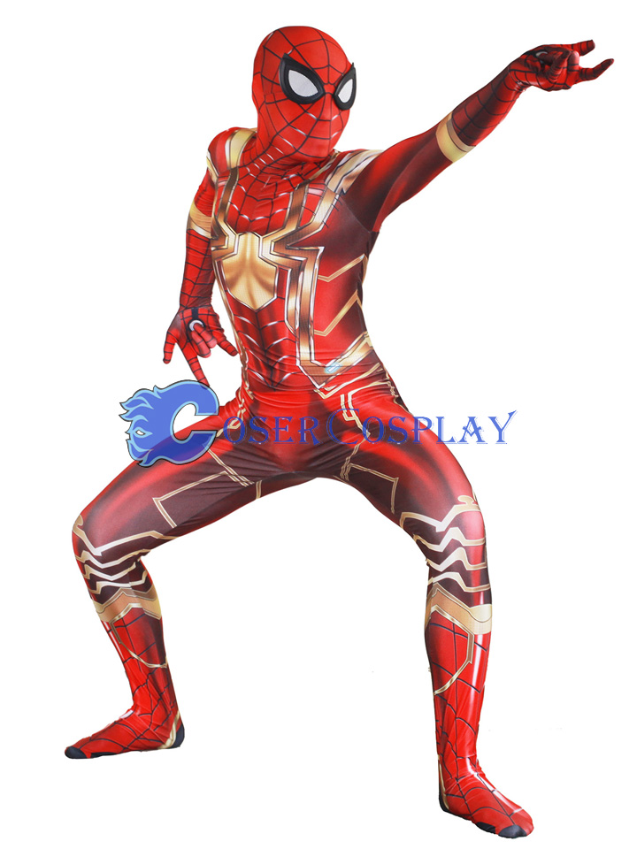 2018 Amazing New Iron Spiderman Shiny Gold Zentai